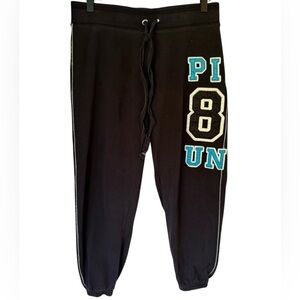 Vtg 2008 Victoria’s Secret PINK Puff Logo Black  Drawstring Sweatpants Size S